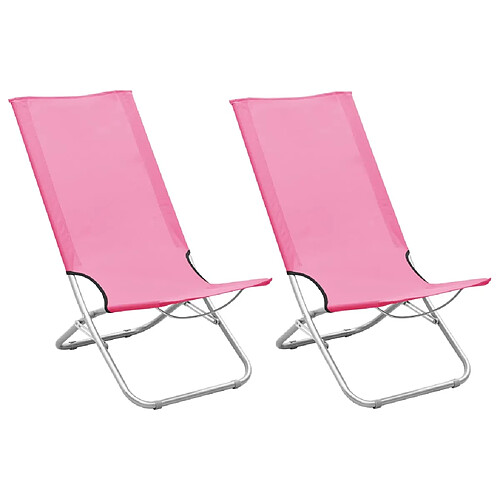 vidaXL Chaises de plage pliables lot de 2 Rose Tissu