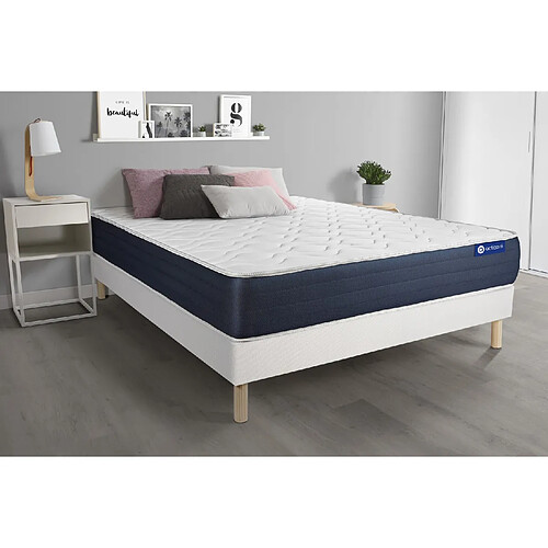 ACTISOM Ensemble matelas Mémoire de forme ACTIMEMO SLEEP 180x200 5zones de confort + sommier KIT blanc