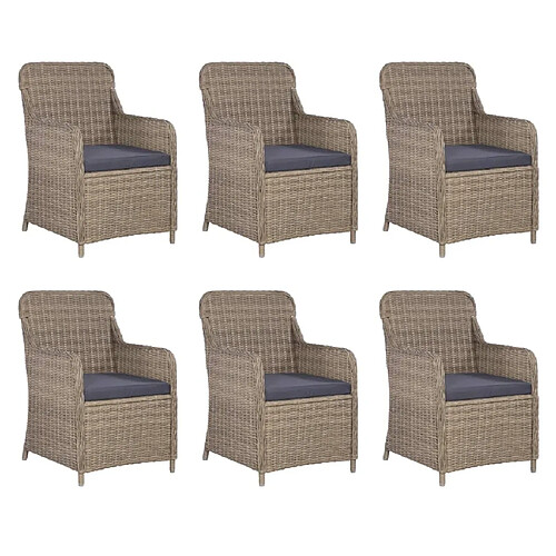 Maison Chic Salon de jardin 7 pcs avec coussins - Table et chaises d'extérieur - Mobilier/Meubles de jardin Moderne Résine tressée Marron -MN94978