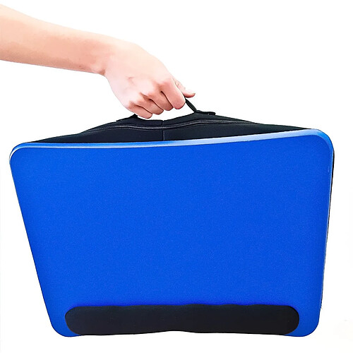 Helloshop26 Support pour ordinateur portable coussin transport en commun lit pratique avec poignée 44 cm bleu 2013118