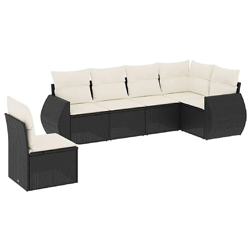 Maison Chic Salon de jardin 6 pcs avec coussins | Ensemble de Table et chaises | Mobilier d'Extérieur noir résine tressée -GKD40527