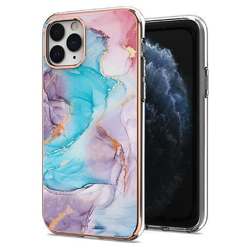 Coque en TPU anti-empreintes digitales, électroplaqué IMD IML Voie lactée marbre bleu pour votre iPhone 11 Pro Max 6.5 pouces