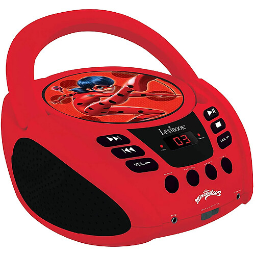 Lexibook radio portable CD AUX-IN à piles ou secteur Disney Miraculous rouge noir