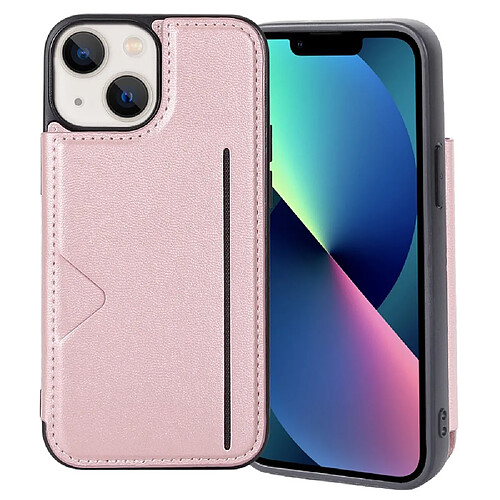 Coque en TPU + PU anti-chute, magnétique avec porte-carte pour votre iPhone 13 6.1 pouces - or rose