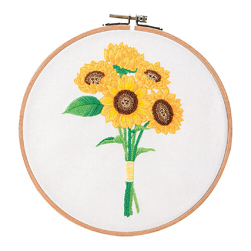 Kit De Point De Croix Imprimé Kits De Broderie Motif De Fleurs Artisanat Tournesol