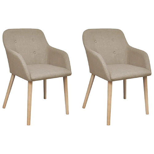 Decoshop26 Lot de 2 chaises de salle à manger cuisine design scandinave beige tissu et chêne massif CDS020156