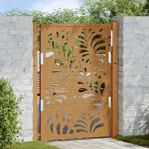 vidaXL Porte de jardin acier résistant aux intempéries design vagues