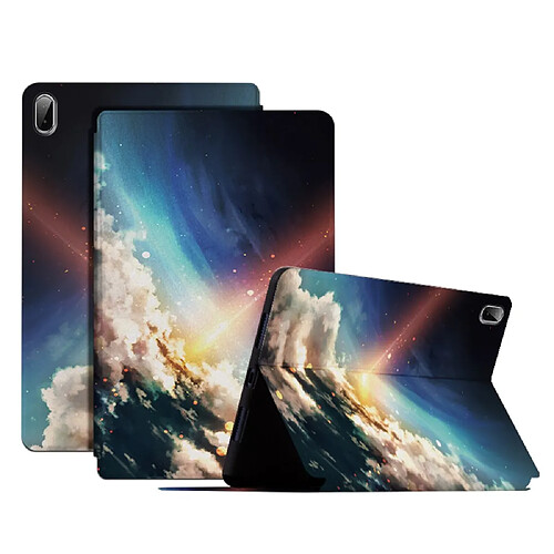 Etui en PU motif ciel étoilé avec support Ciel étoilé brillant pour votre Lenovo Pad Plus