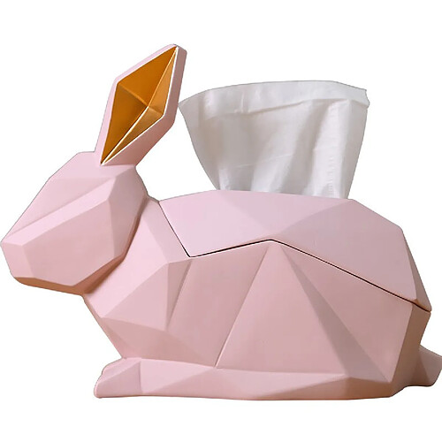 Universal Lapin géométrique nordique Boîte à mouchoirs créative Tiroir Plateau Décoration de salon moderne minimaliste Boîte de rangement de bureau Décoration de la maison | Boîtes à mouchoirs(Rose)