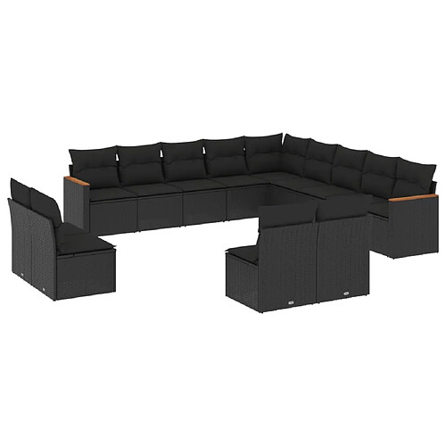 Maison Chic Salon de jardin avec coussins 13 pcs, Ensemble Tables et chaises de jardin, noir résine tressée -GKD795942