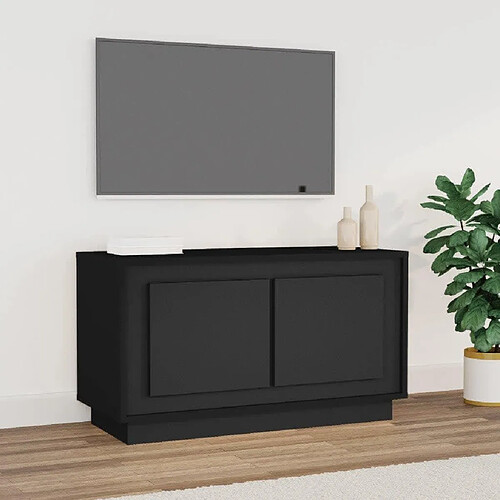 Maison Chic Meuble TV scandinave - Banc TV pour salon noir 80x35x45 cm bois d'ingénierie -MN82157