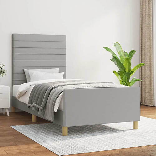 vidaXL Cadre de lit sans matelas gris clair 100x200 cm tissu