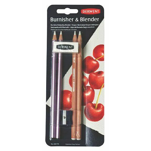 Derwent Set de crayons illuminateurs et mélangeurs 2 crayons mélangeurs 2 crayons illuminateurs Taille-crayons Gomme