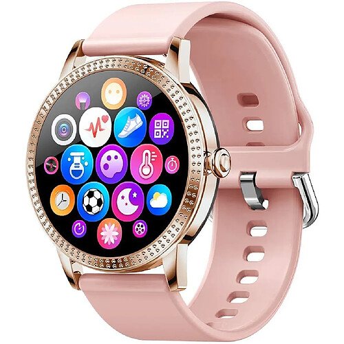 Chrono Montre Connectée pour Femmes Homme avec Calorie Moniteur de Sommeil Fitness Tracker,Contrôle de la Musique pour Android iOS-Rose3