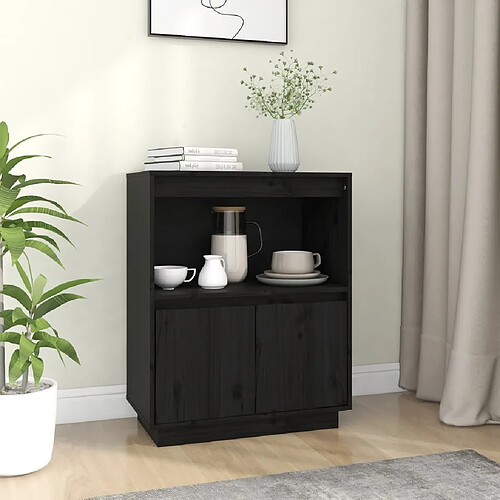 vidaXL Buffet Noir 60x34x75 cm Bois massif de pin