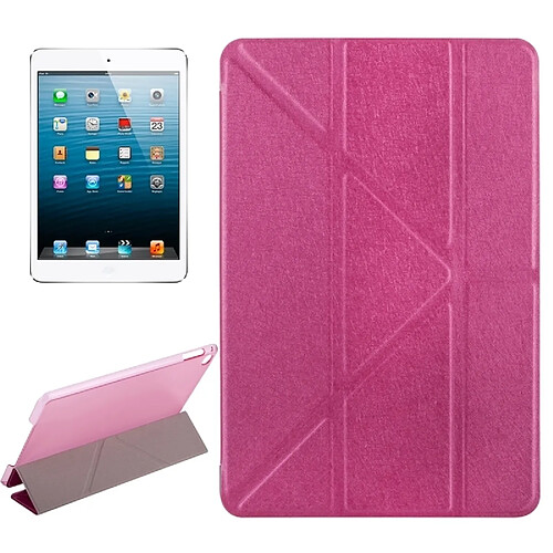 Wewoo Smart Cover Magenta pour iPad mini 4 Transformers Style soie Texture horizontale Flip solide couleur étui en cuir avec support