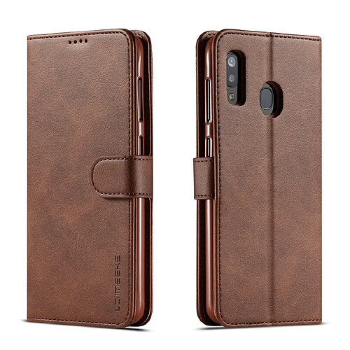 Wewoo Housse Coque Pour Galaxy A60 LC.IMEEKE Étui en cuir à texture horizontale veauavec support et fentes cartes et portefeuille marron