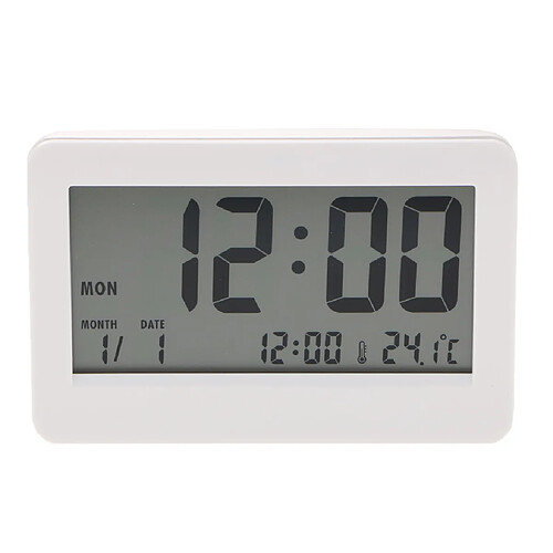 grand calendrier numérique lcd réveil température snooze table horloge blanc