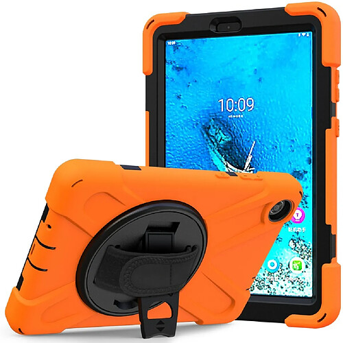 Coque en TPU + Silicone avec béquille pivotante à 360° et fente pour stylo orange pour votre Lenovo Tab M8 8 TB-8505F/8505X 2019