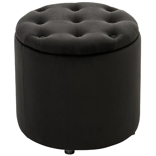 Decoshop26 Pouf tabouret coffre avec espace de rangement en tissu velours noir 42x44cm TABO10082