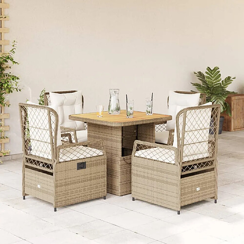 vidaXL Ensemble à manger de jardin avec coussins 5pcs Beige poly rotin