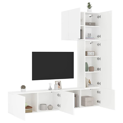 vidaXL Unités murales TV 5 pcs blanc bois d'ingénierie