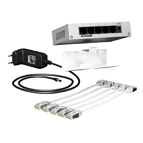 switch informatique - 1gbit/s - 5 ports + 5 cordons + support - schneider electric vdir323005