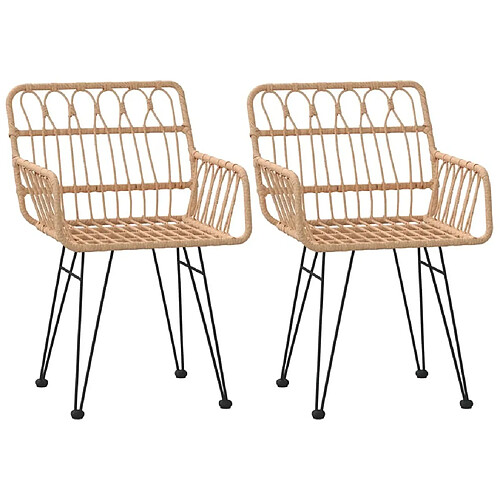 Maison Chic Lot de 2 Chaises de jardin,Fauteuil d'extérieur et accoudoir 56x64x80 cm Résine tressée -MN37492