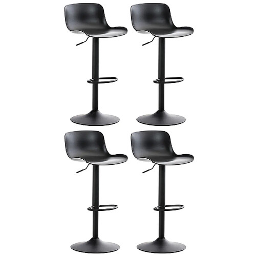 Decoshop26 Lot de 4 tabourets de bar hauteur réglable et siège pivotant avec siège en plastique noir métal noir 10_0004492