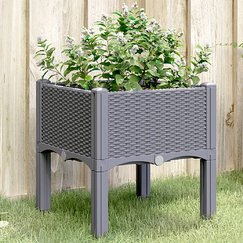 vidaXL Jardinière avec pieds bleu gris 40x40x42 cm PP