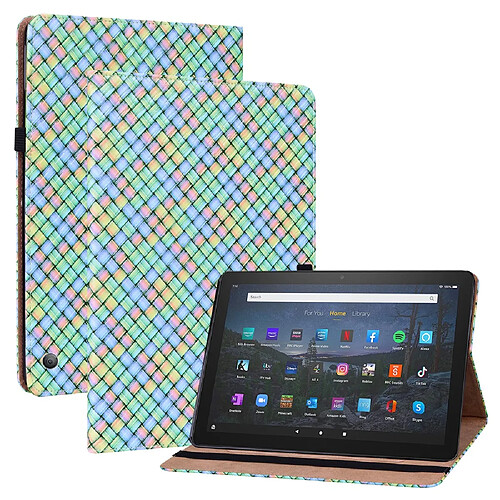 Etui en PU texture tissée avec support, multicolore pour votre Amazon Fire HD10 2021/Fire HD10 Plus 2021