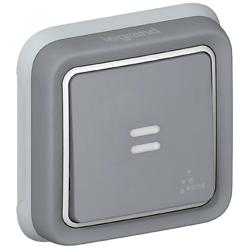 bouton poussoir lumineux - legrand plexo 55 - gris - complet - encastré