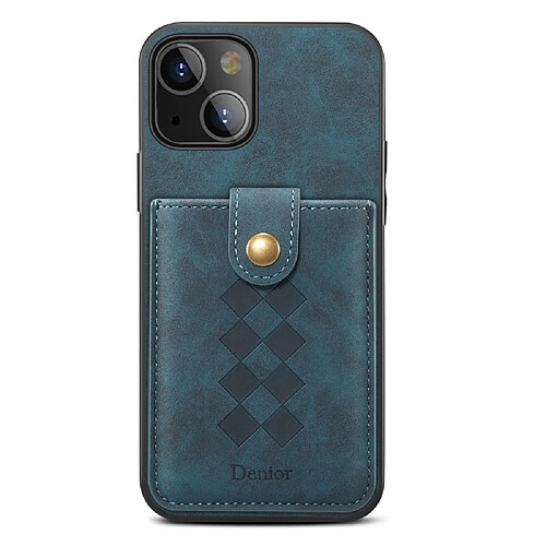 Coque en TPU + PU porte-carte à fermoir magnétique amovible bleu pour votre Apple iPhone 13 6.1 pouces