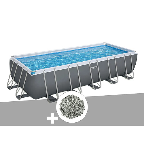 Kit piscine tubulaire Bestway Power Steel rectangulaire 6,40 x 2,74 x 1,32 m + 10 kg de zéolite