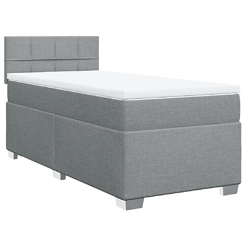 Vidaxl Sommier à lattes de lit avec matelas Gris clair 100x200cm Tissu