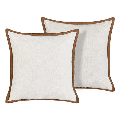 Beliani Lot de 2 coussins IANTHE Coton 45 x 45 cm Unicolore Blanc cassé