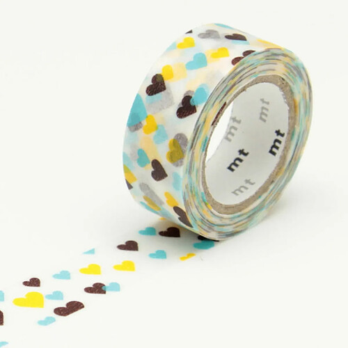 Masking tape KIDS - Coeur multicolore - 1,5 cm x 7 m