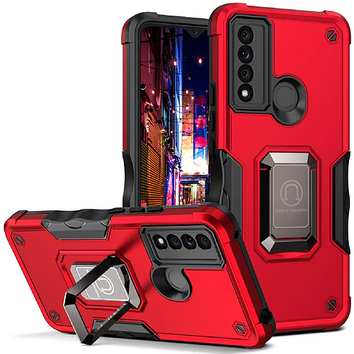 Coque en TPU anti-griffes avec béquille, rouge pour votre TCL 20 XE