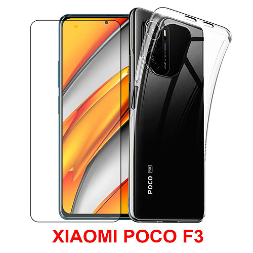 Film verre trempé pour Xiaomi Poco F3 5G 6.67" + Coque de protection souple -Visiodirect-