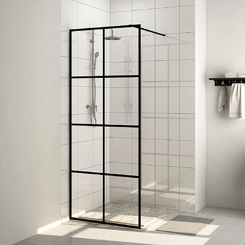 vidaXL Paroi de douche avec verre ESG transparent 80x195 cm Noir