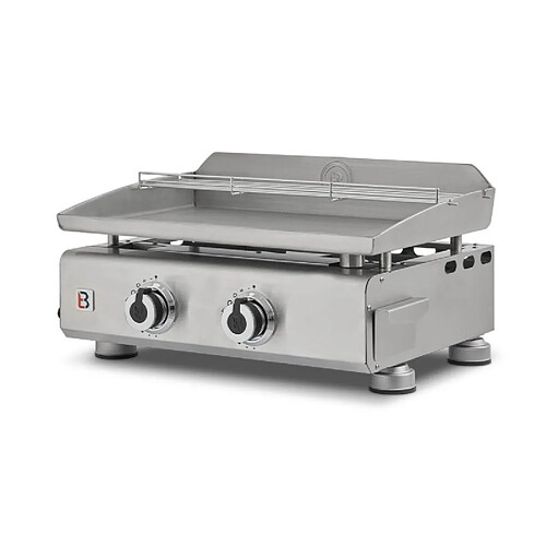 Plancha au gaz Silvia II G Inox - BRASERO - 2 brûleurs - Surface de cuisson 52 x 34 cm - 5 kW -Jusqu'à 8 convives - Inox , Gris