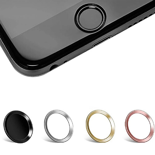 Lot de 4 autocollants pour boutons iPhone prenant en charge l'identification des empreintes digitales Touch ID, cadre en aluminium pour bouton d'identification tactile compatible avec Apple iPhone iPad iPod