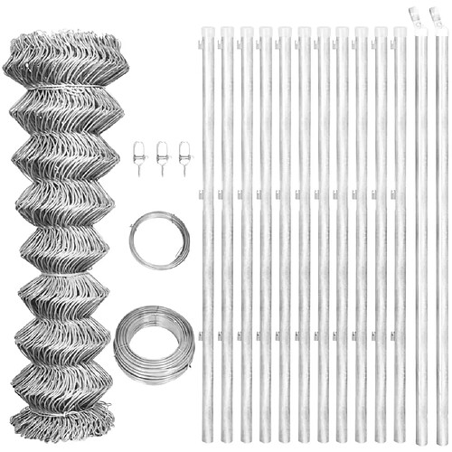 vidaXL Clôture à mailles avec poteaux Acier galvanisé 25x0,8 m Argenté