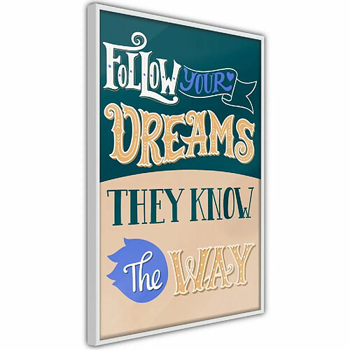 Paris Prix Affiche Murale Encadrée Dreams Know the Way 40 x 60 cm Blanc