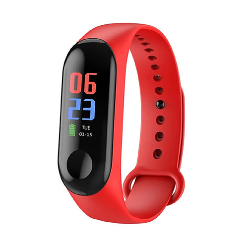 Universal Bracelet de sport, traceur de fitness, alerte de message, bracelet intelligent, écran couleur, bande intelligente pour hommes et femmes | montre intelligente (rouge)