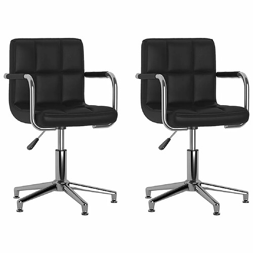 Maison Chic Lot de 2 Chaises de Salle à Manger | Chaises de salle à manger,Fauteuil pivotantes Noir Similicuir -GKD48404