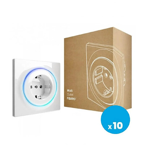 Pack de 10 Prises intelligente encastrée Z-Wave+ - Walli Outlet Type F - Fibaro