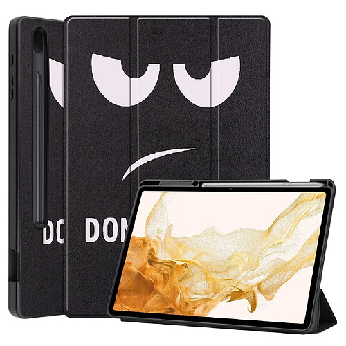 Etui en PU fonction veille/réveil automatique avec support et porte-stylo ne me touche pas pour votre Samsung Galaxy Tab S8 Plus