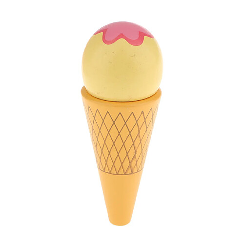 Aimant En Bois De Crème Glacée Connected Cone Alimentaire Play House Kitchen Toy Yellow