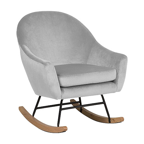 Beliani Fauteuil à bascule OXIE Velours Gris clair